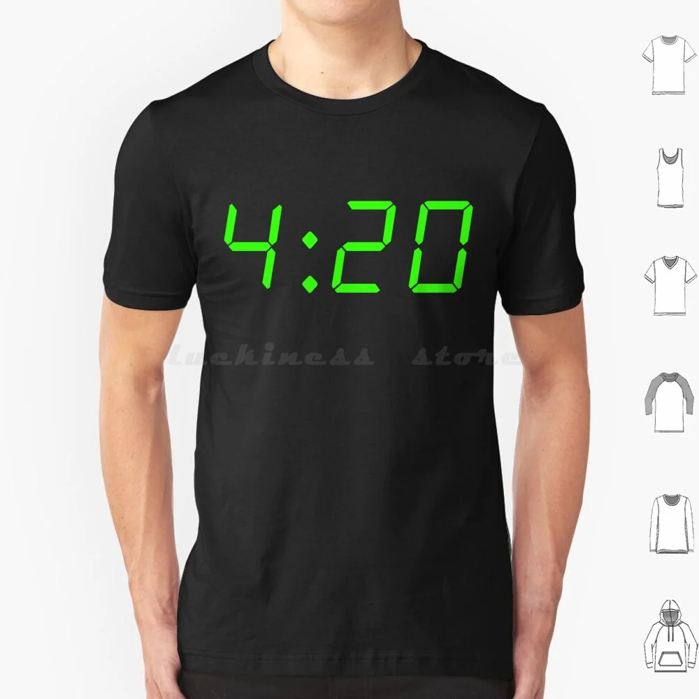 4 : 20 Alarm Clock T Shirt 6xl Cotton Cool Tee 4 20 Pot Pothead Blaze Stoner Meme Alarm Mj Grass Four Twenty Weed