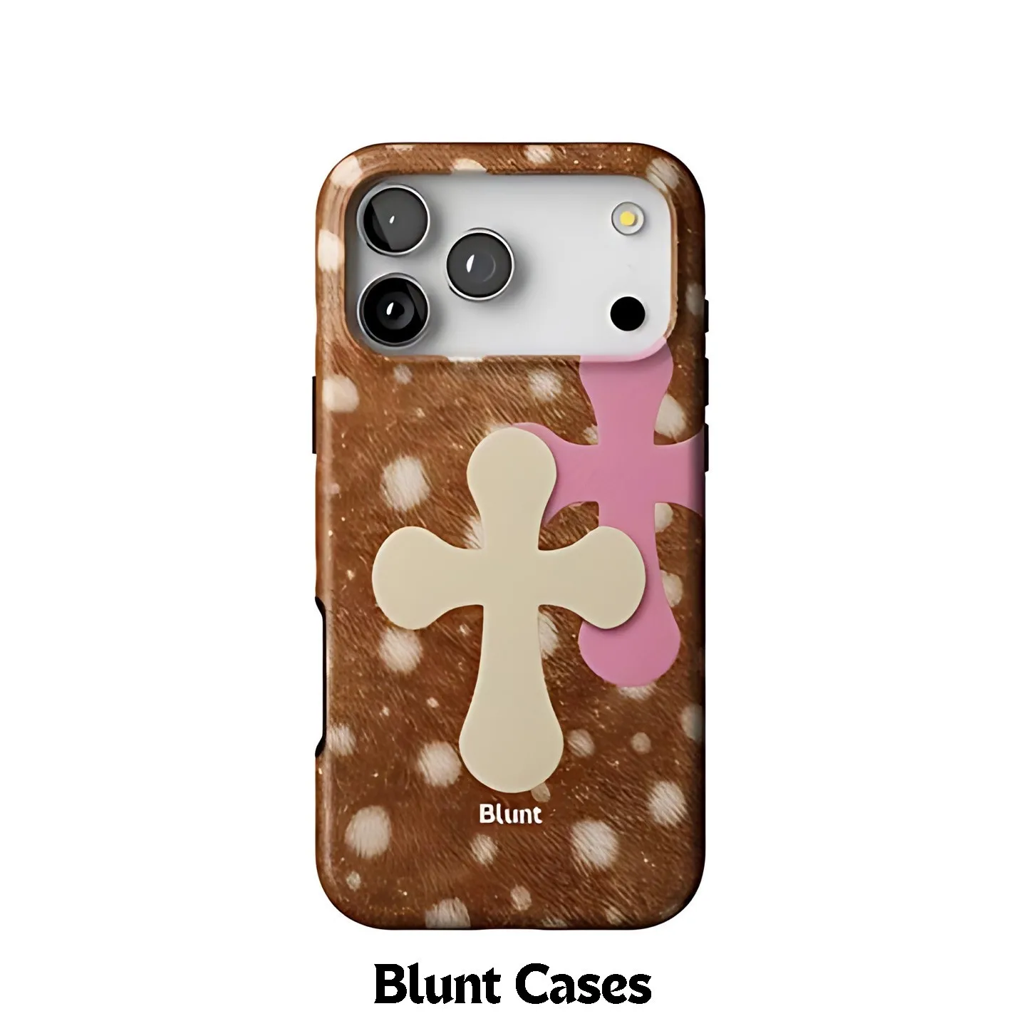 Brown Dot Cross Blunt Phone Case for Samsung Galaxy S20 S23 S24 S25 S26 FE Plus Edge 5G Luxury Double-layer Back Cover