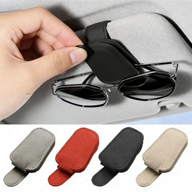 Magnetischer Auto-Sonnenbrillenhalter aus Premium-PU-Leder, universeller Auto-Sonnenblenden-Organizer für Karten, Tickets, Stifte, Brillenetui
