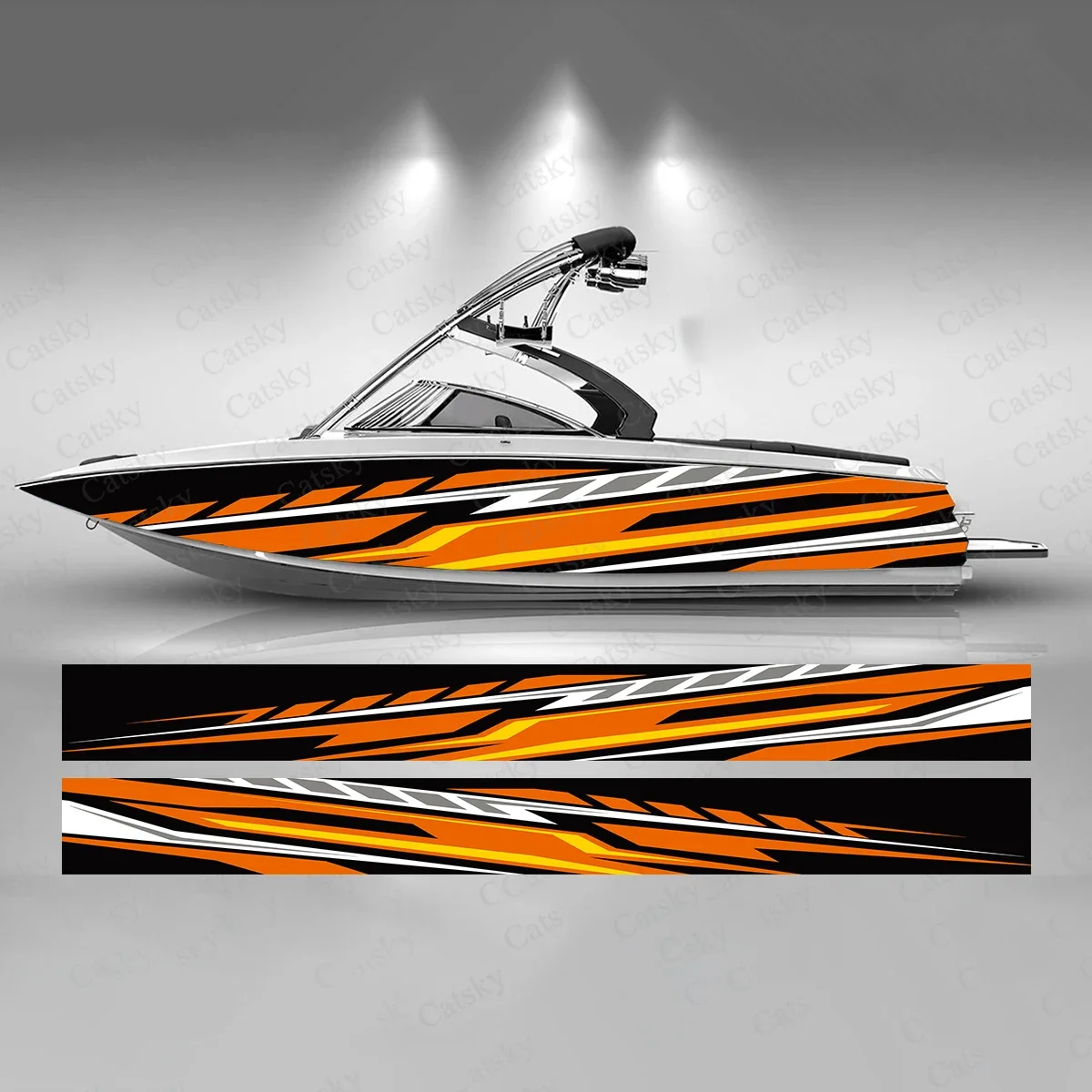 Classic Blue Stripes Boat Sticker Fashion Custom Fish Boat-Sticker Vinyl Waterproof Boat Wrap Graphic Boat Wrap Decal