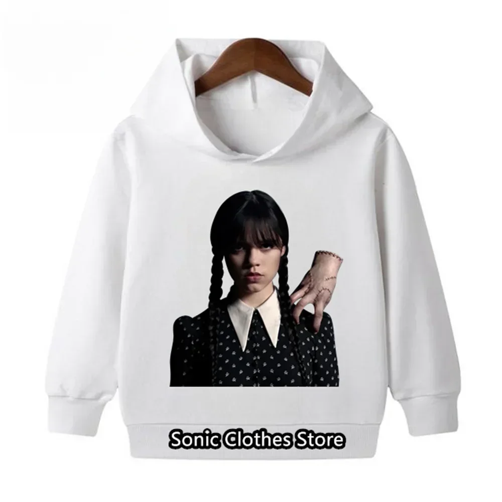 Kids Wednesday Addams Family Clothes Children Cotton Printed Hoodies Long Sleeve Autumn Toddler Boys Girls Cute Sweatshirts