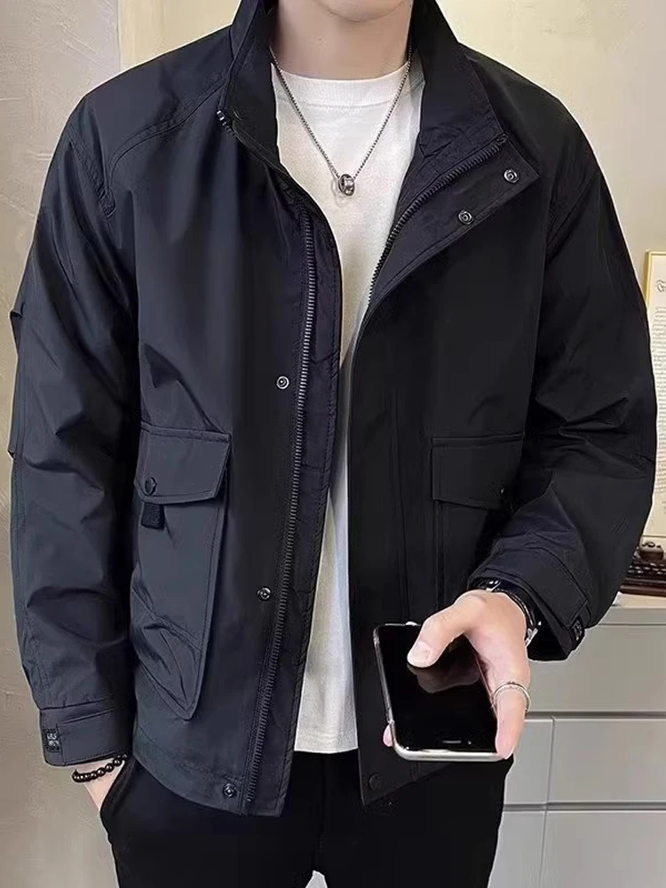 

New Men's Jaet Spring Autumn Casual Stand Collar Workwear Leisure Coat Haome Versatile 2025 High-End Feeling Top