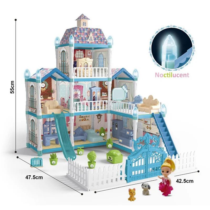 بيت اللعب للأطفال فيلا هاوس فتاة الأميرة هدية صندوق القلعة DIY لعبة هدية