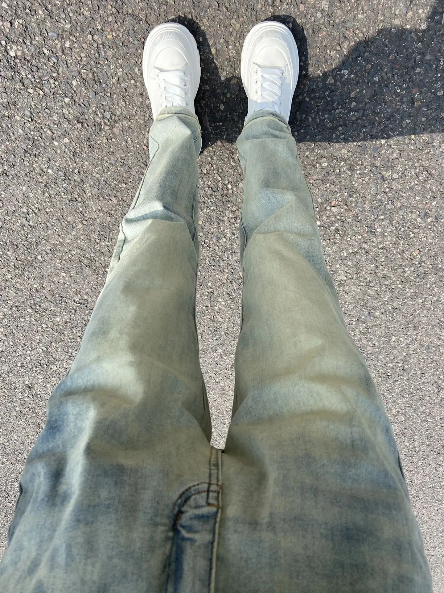 

American Sle Straight Leg Men's Jeans High Street Trend Slimming Waed Yellow Mud Jeans Youth ulari Spring Faion