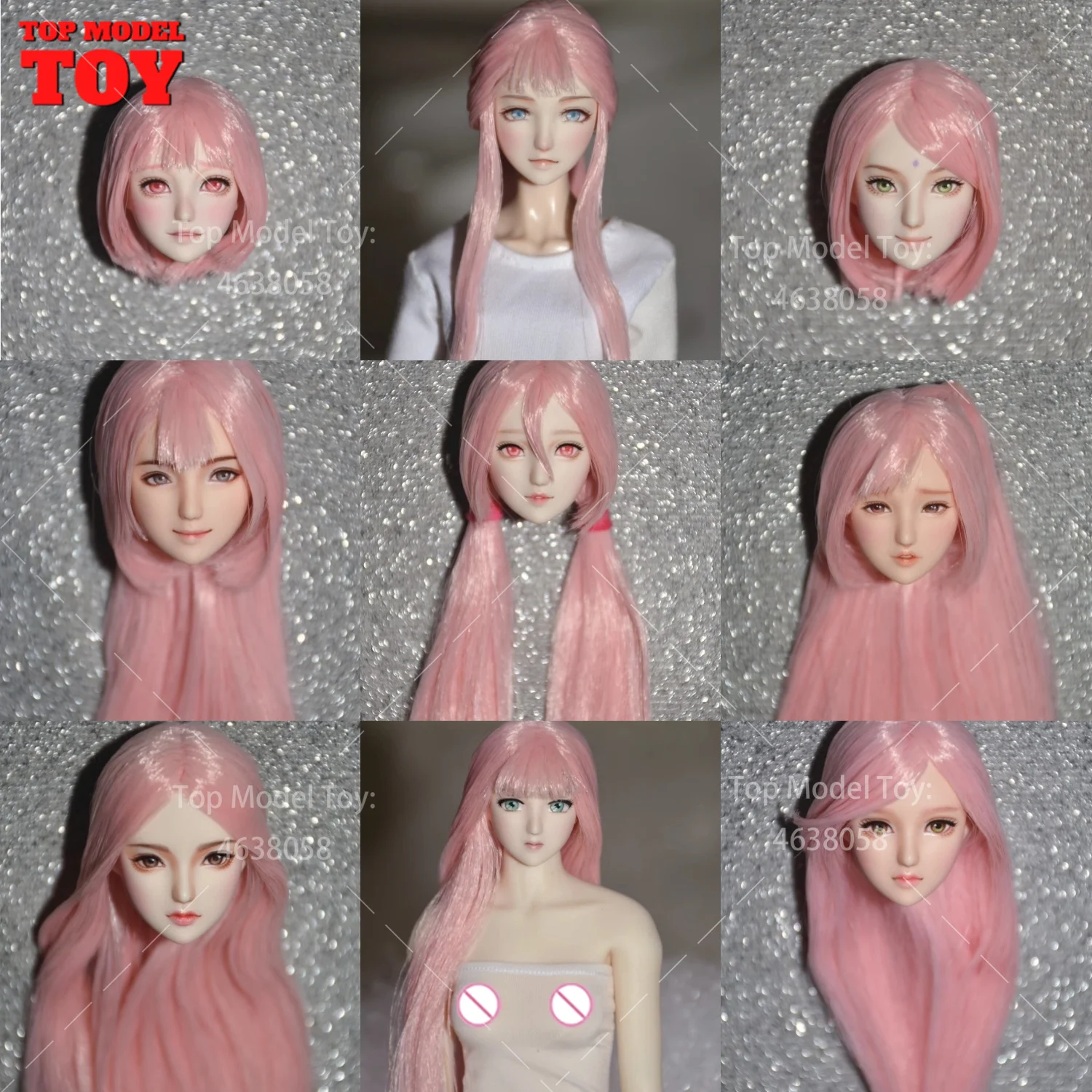 1/6 Customization Beauty Obitsu Head Sculpt Facial Makeup Pink HairedModel For 12