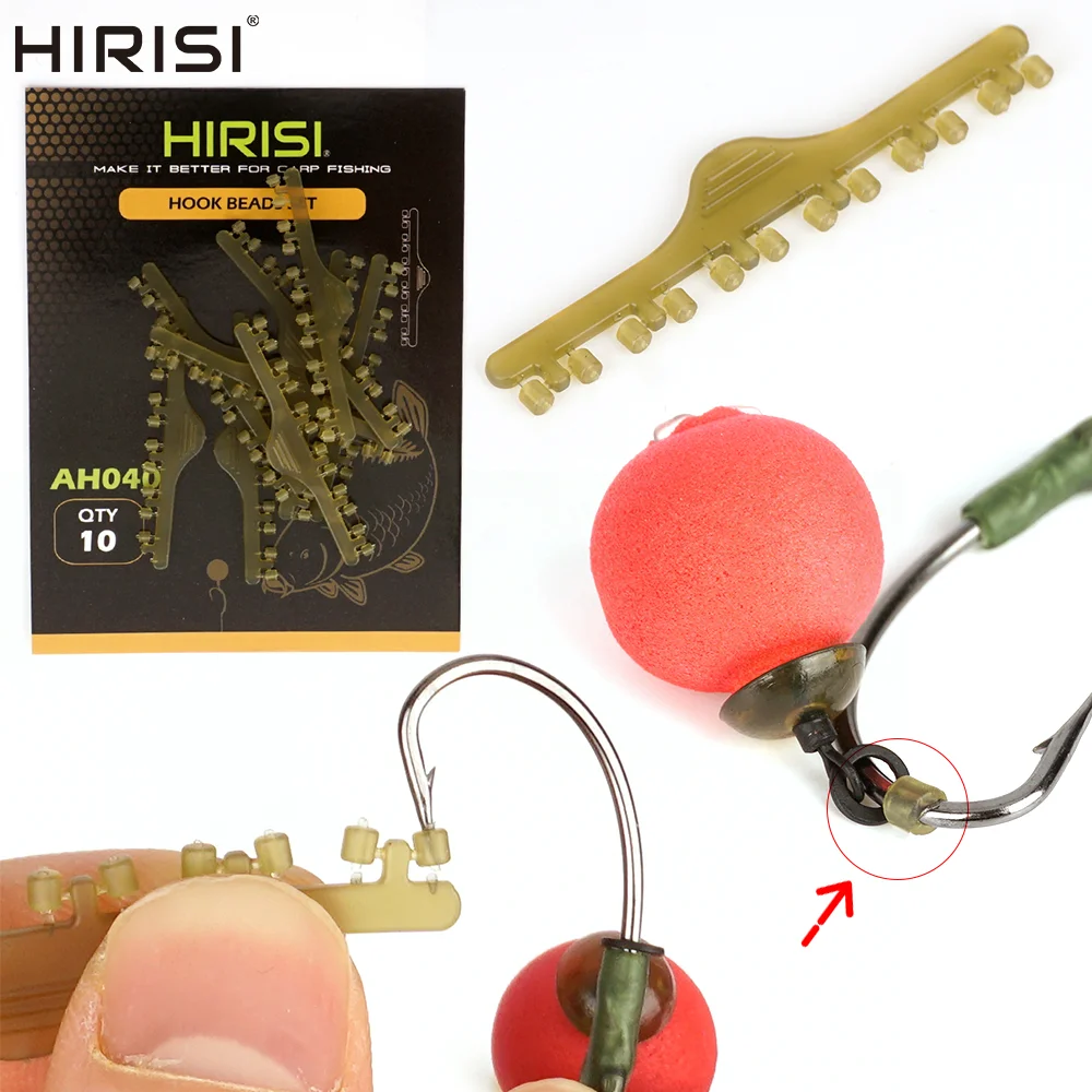 Hirisi 10er-Set Angelgummiperlen, Stopper-Perlen für Karpfenangel-Rigs, Zubehör für Endmontage AH040