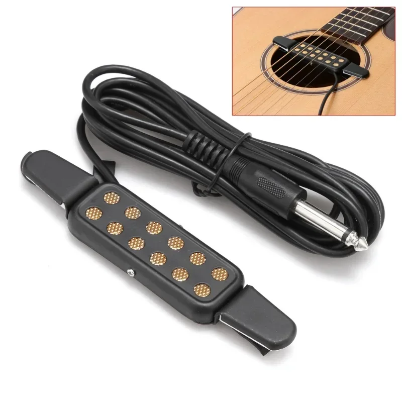 Folk Acoustic Guitar Sound Hole Pickup Magnetic Preamp Equalizer Tuner Music Equipment Accessories Attachment