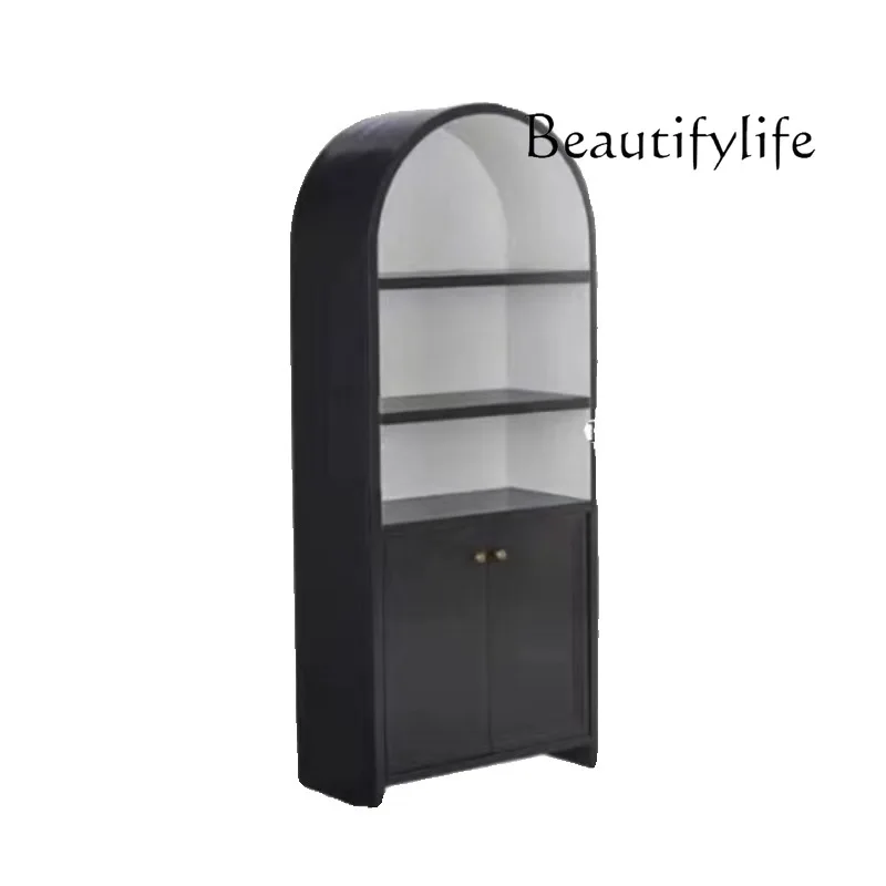 

American style light luxury style solid wood bookshelf, floor to ceiling bookshelf, living room retro arched display cabinet