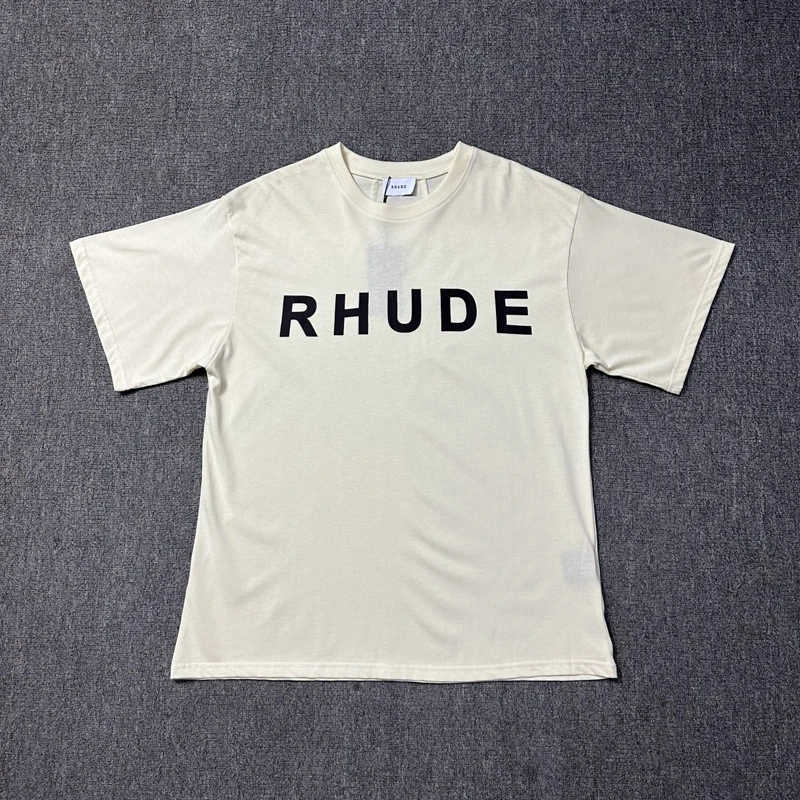 2026 New RHUDE T-shirt Summer Fashion Simple Letter Short Sleeved Men's Clothing Fast Delivery