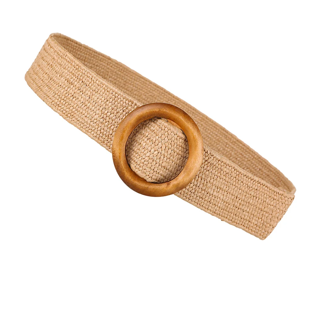 قابل للتعديل المنسوجة الخصر المرأة Pp العشب مع مشبك خشبي موضة الترفيه اللون البني مكتب اليومية حفلة السفر للجينز