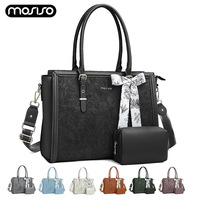 PU Leather Tote Bag 15 16 17.3 inch for Women MacBook M3 HP Dell Asus Notebook Front Embossed Retro Hibiscus Computer Laptop Bag