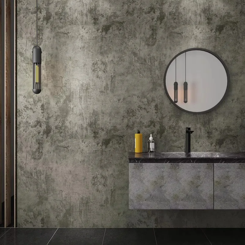 CustomizationPVC Vinyl 3D Peel and Stick Cement Wallpaper Concrete Waterproof Self Adhesive Wallpaper for Walls Kitchen Bathroom