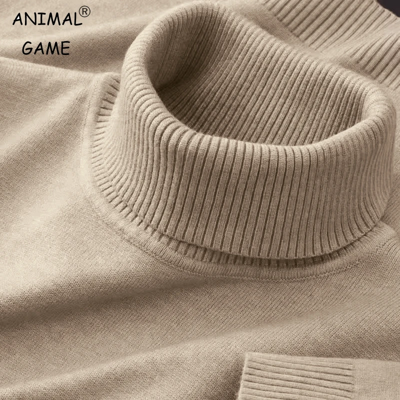 

New Mens Knitted Sweaters Solid Color Turtleneck Breathable Pullovers Warm Outdoor Basic Streetwear Autumn Business Tops
