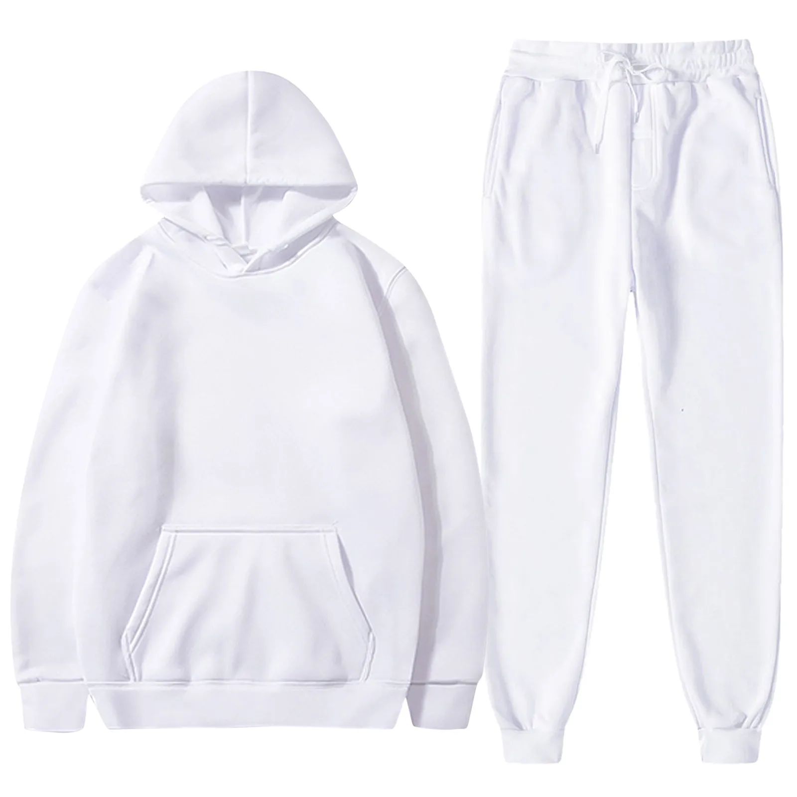 

Women Autumn Winter Tracksuit White Long Sleeve Blouse Top Drawstring Pants Oversize Harajuku Sweatsuit Two Piece Set Outfit