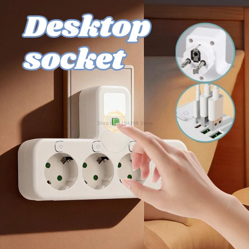 4/3/2 AC EU Plug Power Strip Outlets Two Specifications with USB Type-C Port Wall Charger for Home Office with Night Light