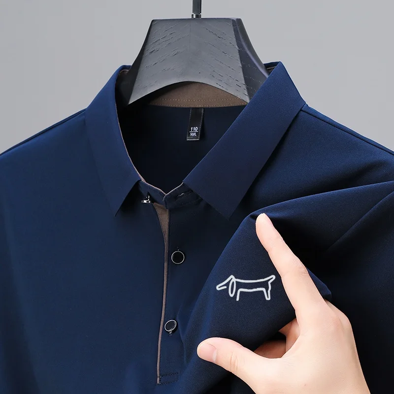 Luxusmarke Herren Bedrucktes Poloshirt Original Einfarbiges Lässiges Kurzarm-T-Shirt mit Kragen Sommer Neuer Trend Business Herrenmode – Detail 9