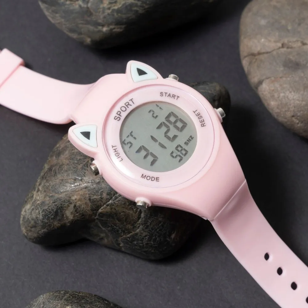 Montre numérique en Silicone pour enfants, jolie montre numérique confortable et souple, légère avec Bracelet, montre électronique de sport pour étudiants