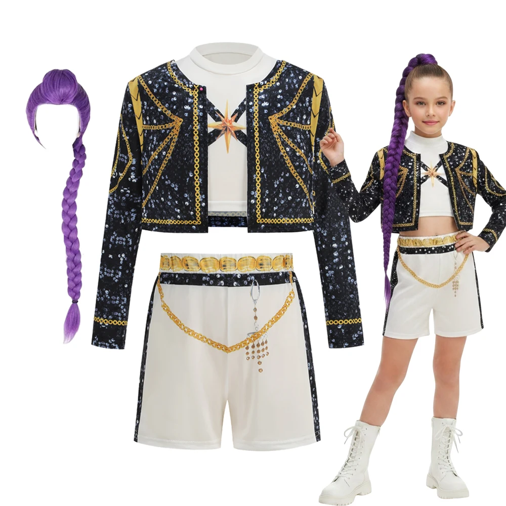 2026 Girls Cosplay Costume Coat Vest Pant 3PCS Set Stage Performance Halloween Birthday Party Role Play Outfit