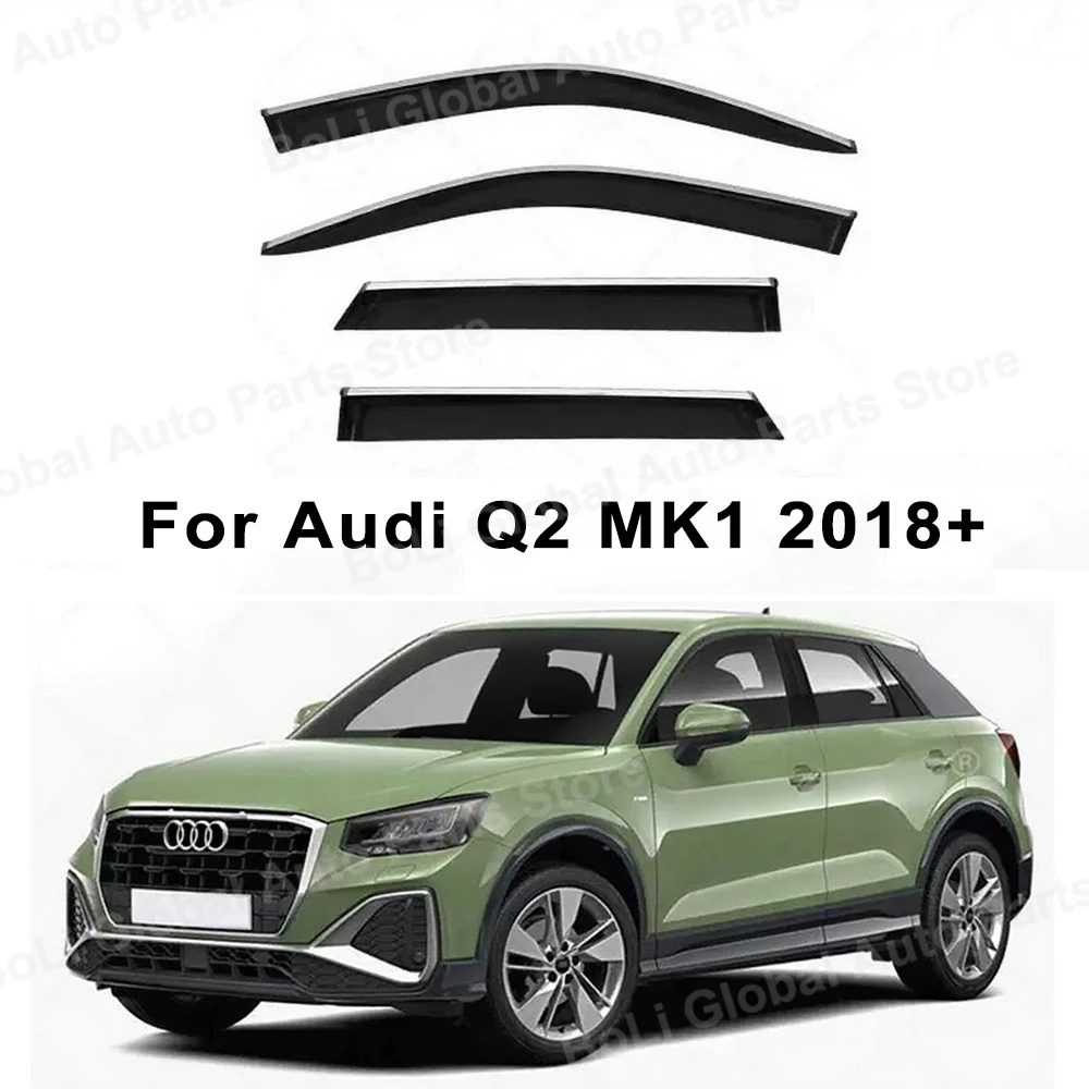 Para Audi Q2 MK1 2018 + visera de ventana visera de puerta ventilación deflectores de viento viseras protector contra la lluvia visera