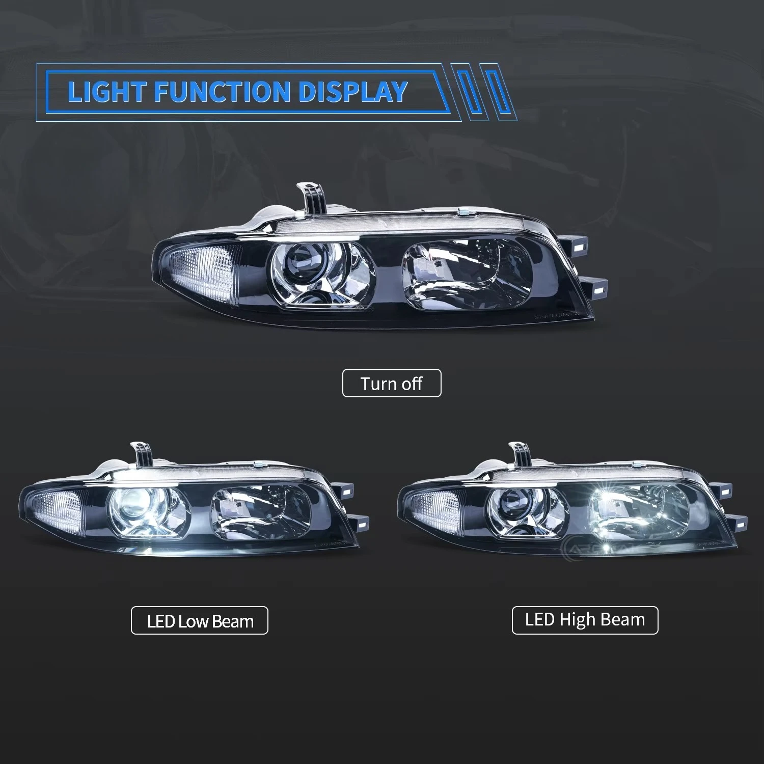 LED Front Lamp JDM OE Projector Headlight Compatible with Nissan Skyline R33 GTR 1995-1998 Series 1-3 (not for GTS GTST)