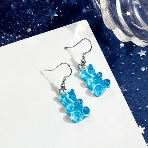 Leslie heiß verkaufen schöne bunte Harz Glitter Gummibärchen Ohrringe für Frauen Mini Bär Ohrring Bff Mädchen Kinder Geburtstags geschenke – Detail 19