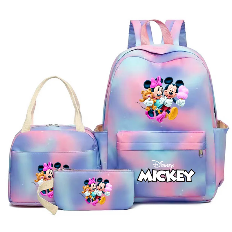 

Набор из 3 предметов, школьный рюкзак с Микки и Минни Маус для девочек, детский рюкзак, двойная сумка на плечо, дорожная ручка, сумка для обеда, сумка для книг, набор для ноутбука