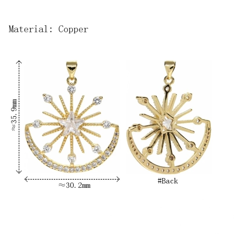 

2Pcs Invisible Setting Pendant Copper Star Free Form Cubic Zirconia Gold Color Approx 30.2x35.9mm Jewelry Special Gift