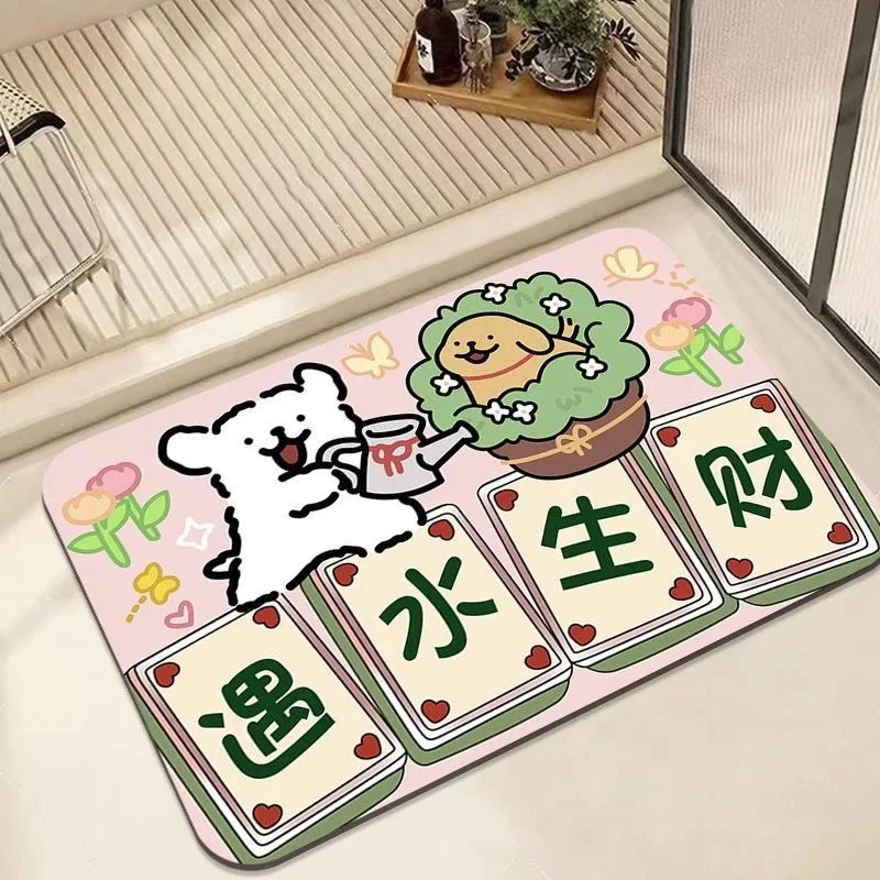 Nordic Cute Lucky Doormat, Non-Slip 