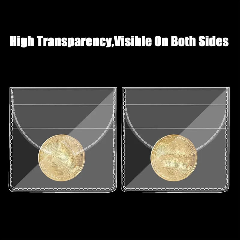 

AB39-150 PCS Single Pocket Coin Flip Coin Sleeves Holders 2.2 X 2 Inch Transparent PVC Coin Protectors Coin Holders (Square)