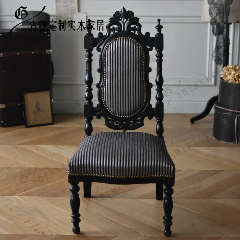 Roman column sofa chair/retro solid wood high back chair/simple black seat/personalized casual chair/customizable