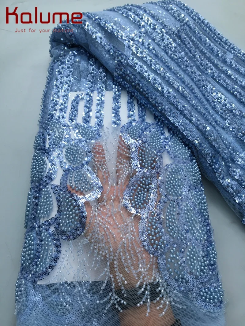 Kalume African Lace Fabric Embroidered Nigerian Lace Fabric with Bead Sequins High-quality African French Net Lace Fabric F4138