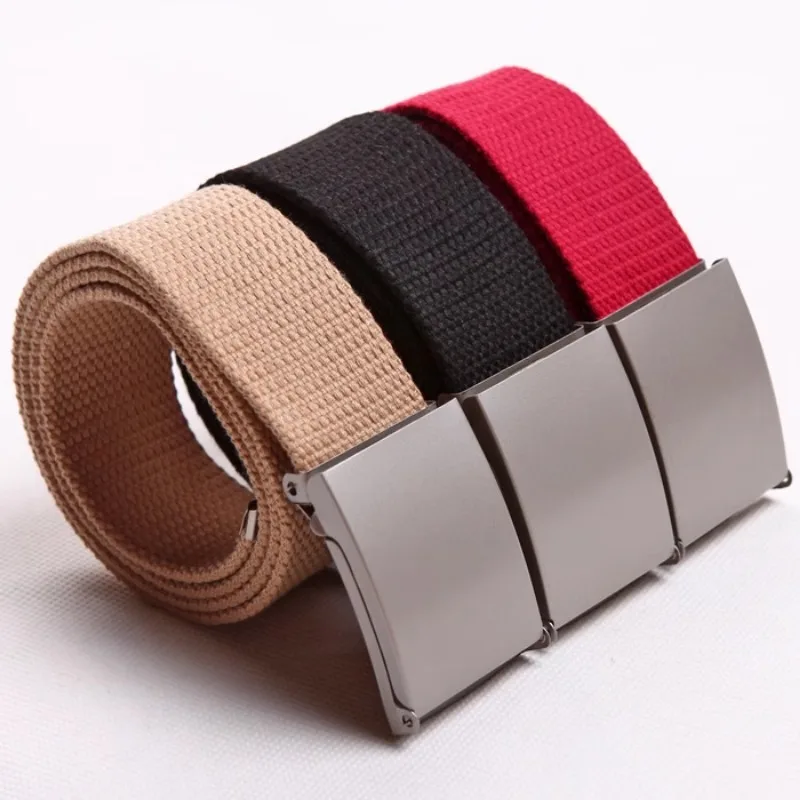 Men Women Belt Trendy Fashionable Automatic Buckle Canvas Trendy Belt Waistband