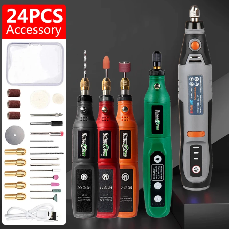 3 Style USB Cordless Drill Rotary Tool Engraving Pen DIY Mini Wireless Drill Rechargeable Polishing Machine With 24PCS Accessory