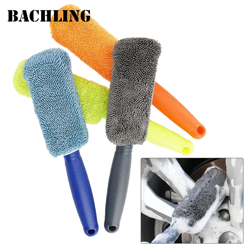 2Piece Car Wash Brush Microfiber Tire Scrubber Wheel Brush Trunk Dust Remover Car with Plastic Handle Auto Washing Cleaner Tools