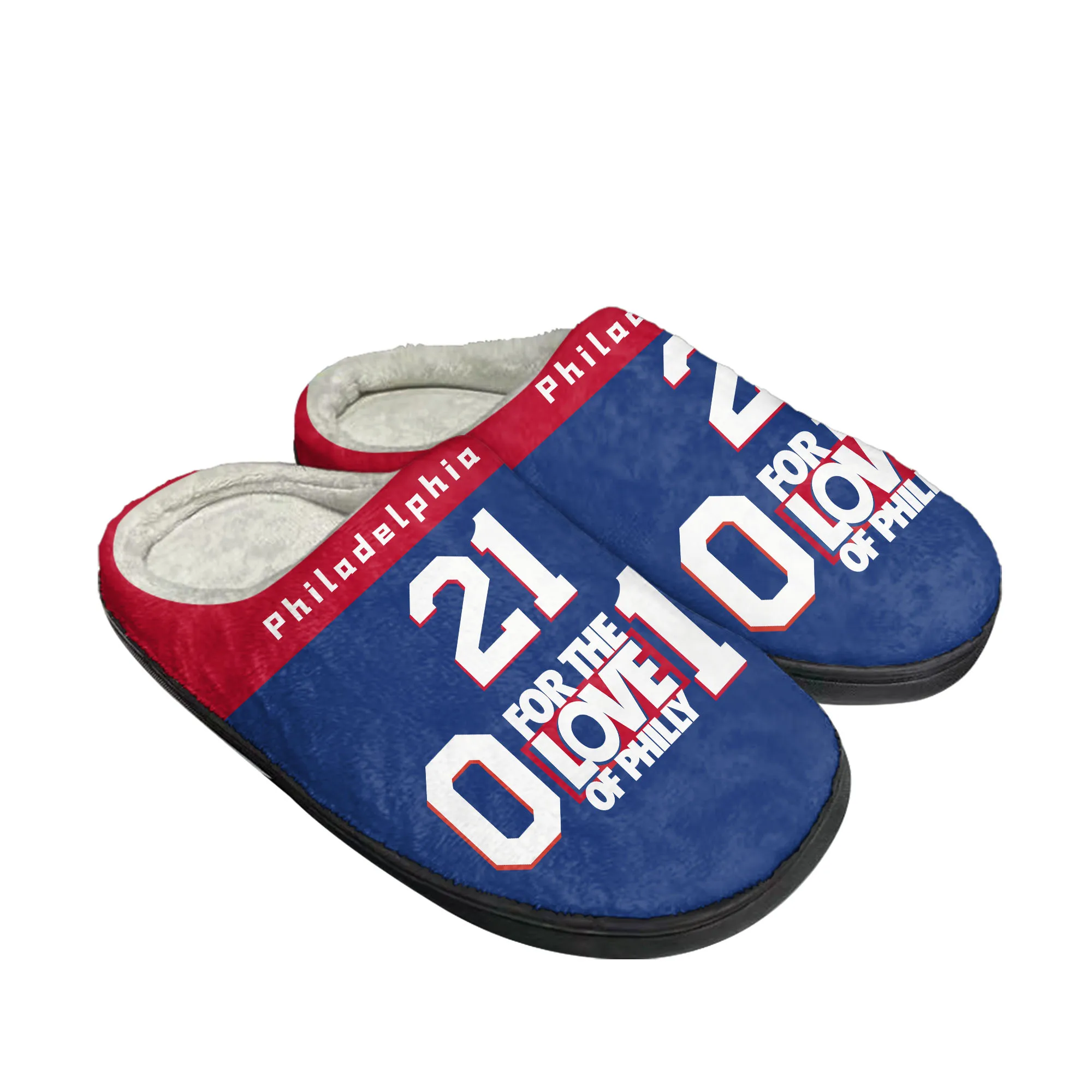 Philadelphia Number 21 1 0 For the Love of Philly Home Cotton Slippers Mens Womens Plush Bedroom Keep Warm Shoes Customized Shoe