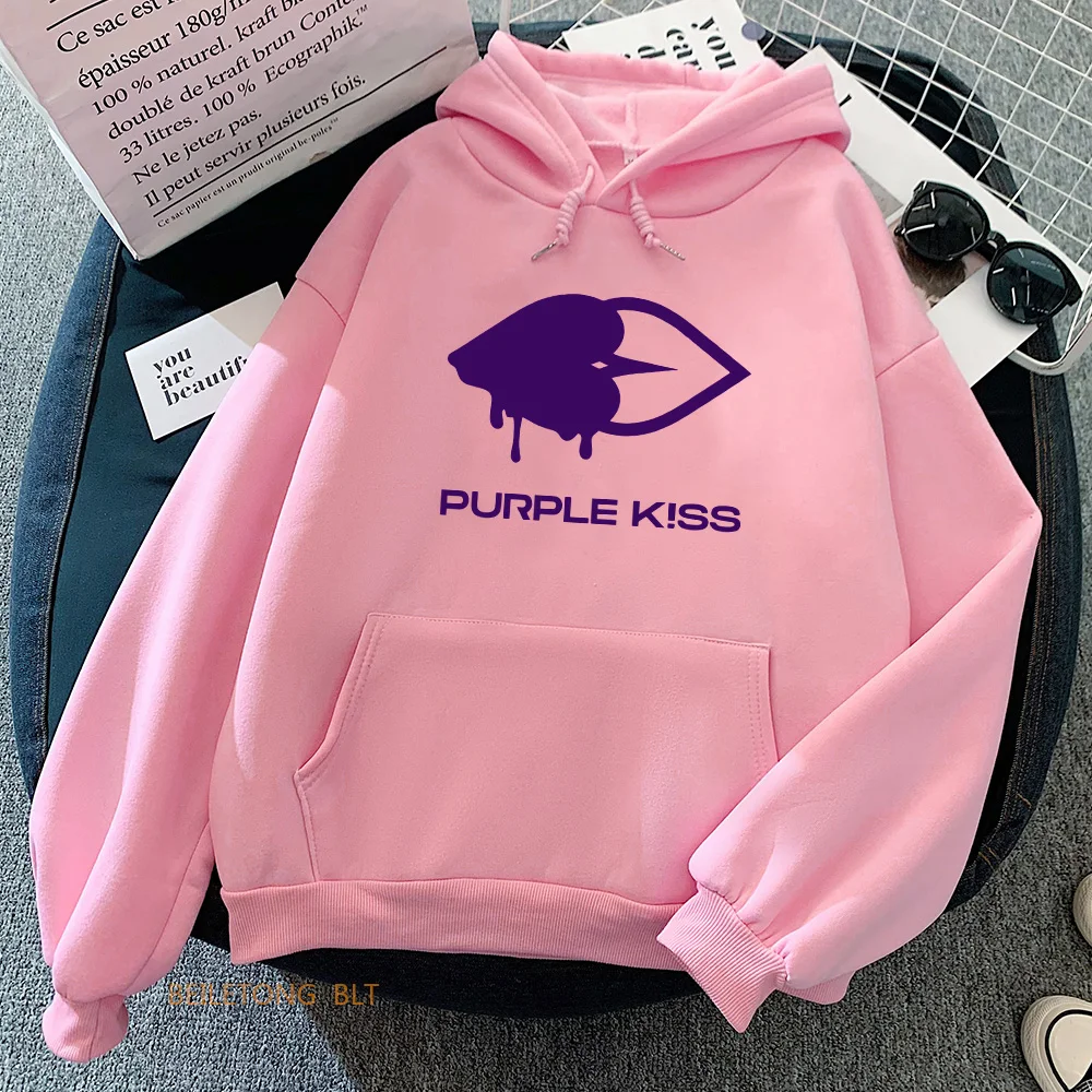 Purple Kiss Hoodies  Girls Band Graphic Printing Sweatshirts Spring Long Sleeve Hooded Pullovers Sudaderas Women/Men Clothes