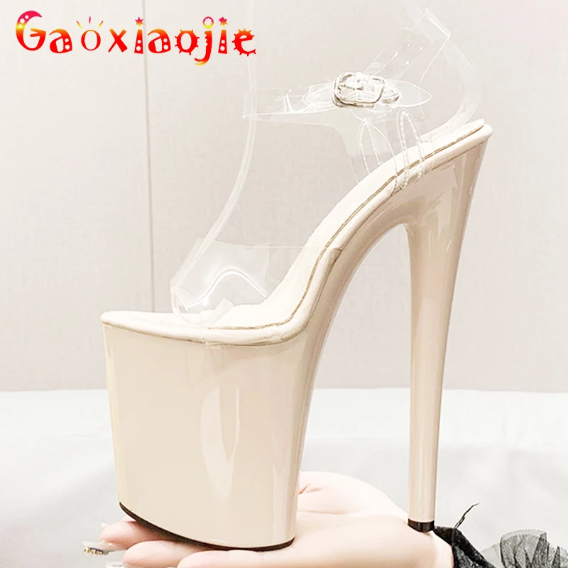 Platform Women\'s Sandals 20cm Ultra-high Heel Transparent Sexy Heels Stage Show Dress Shoes Crystal Women\'s Fine Heels Pumps