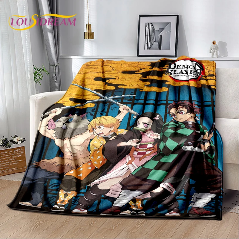 3D Demon S-Slayer Anime Kamado Nezuko Tanjirou Cartoon Blanket,Soft Throw Blanket for Home Bedroom Bed Sofa Picnic Cover Child