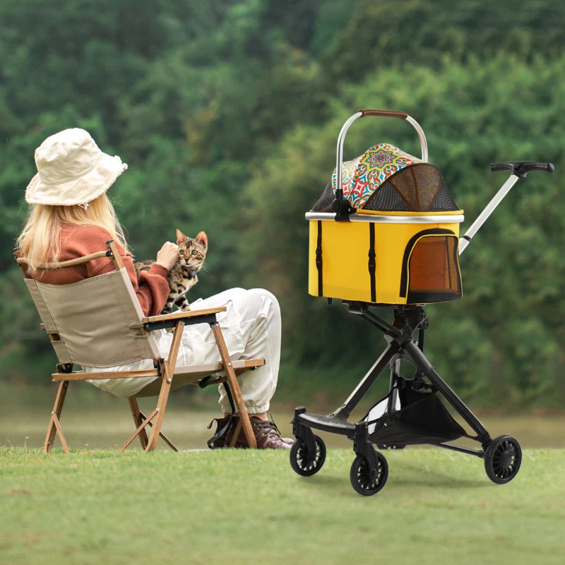 Hot Sale Collapsible Trolley Lightweight Dog Stroller Luxury 4 Wheels Pet  Pet Dog Stroller for Dog 83*48.5*110cm