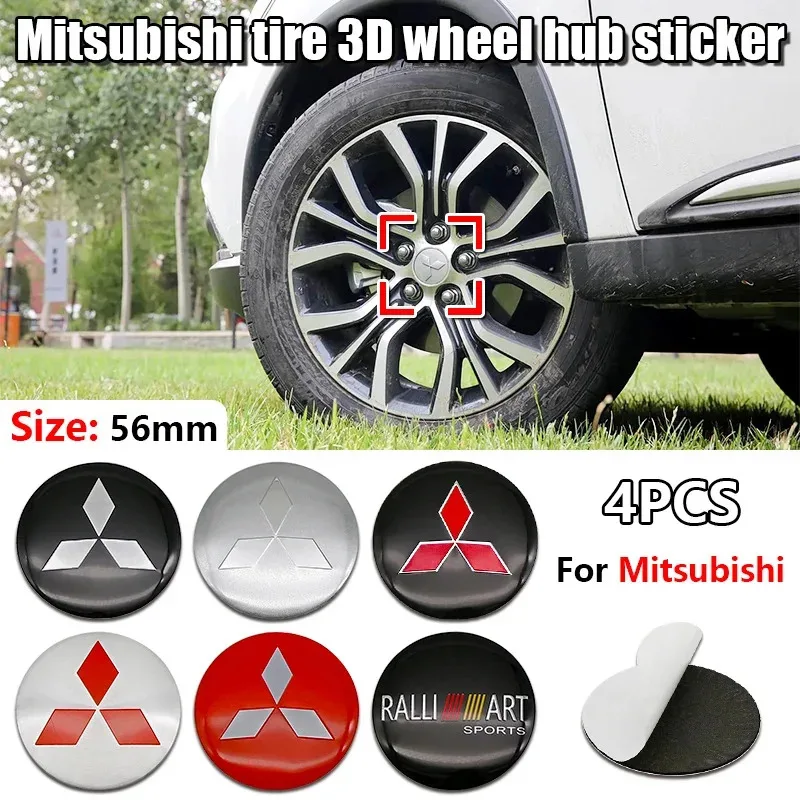 

4Pcs Car Wheel Center Hub Cap Rim Cover Stickers Accessories For Mitsubishi Ralliart Mirage Outlander Xl Galant Space Star L200