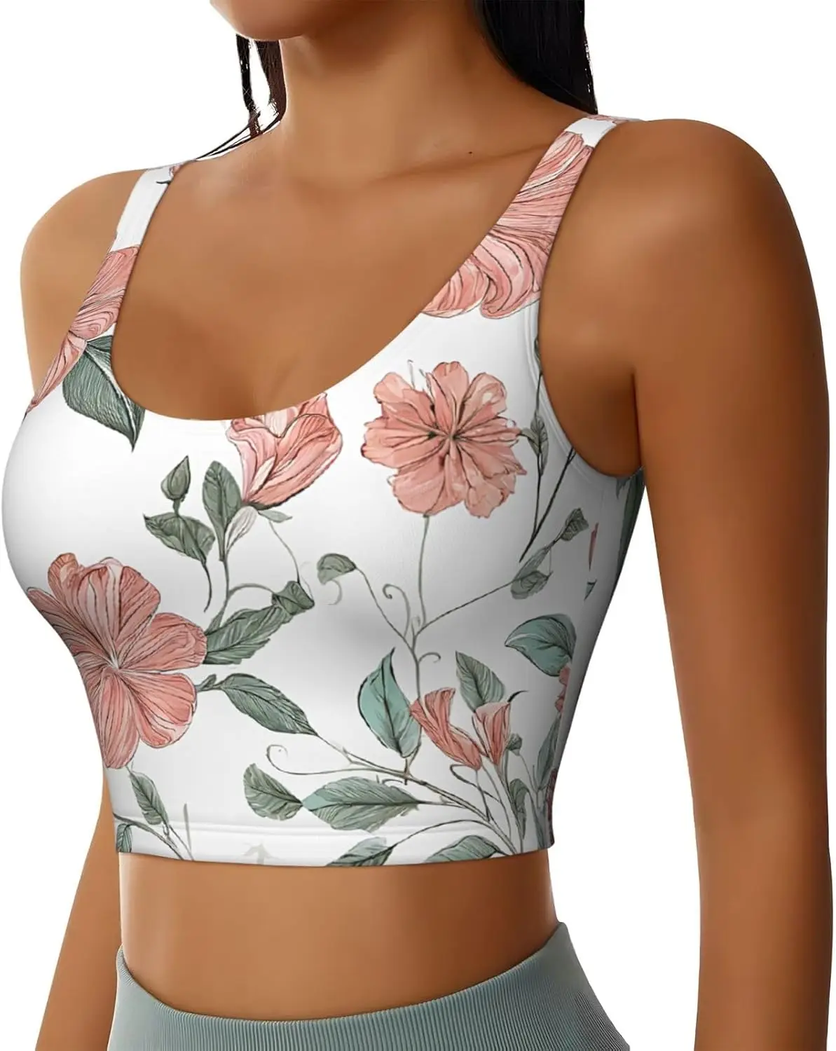 ハワイアンフラワープリントプリントレディーススポーツベストダンスヨガベストプリントスポーツブラトップベスト
