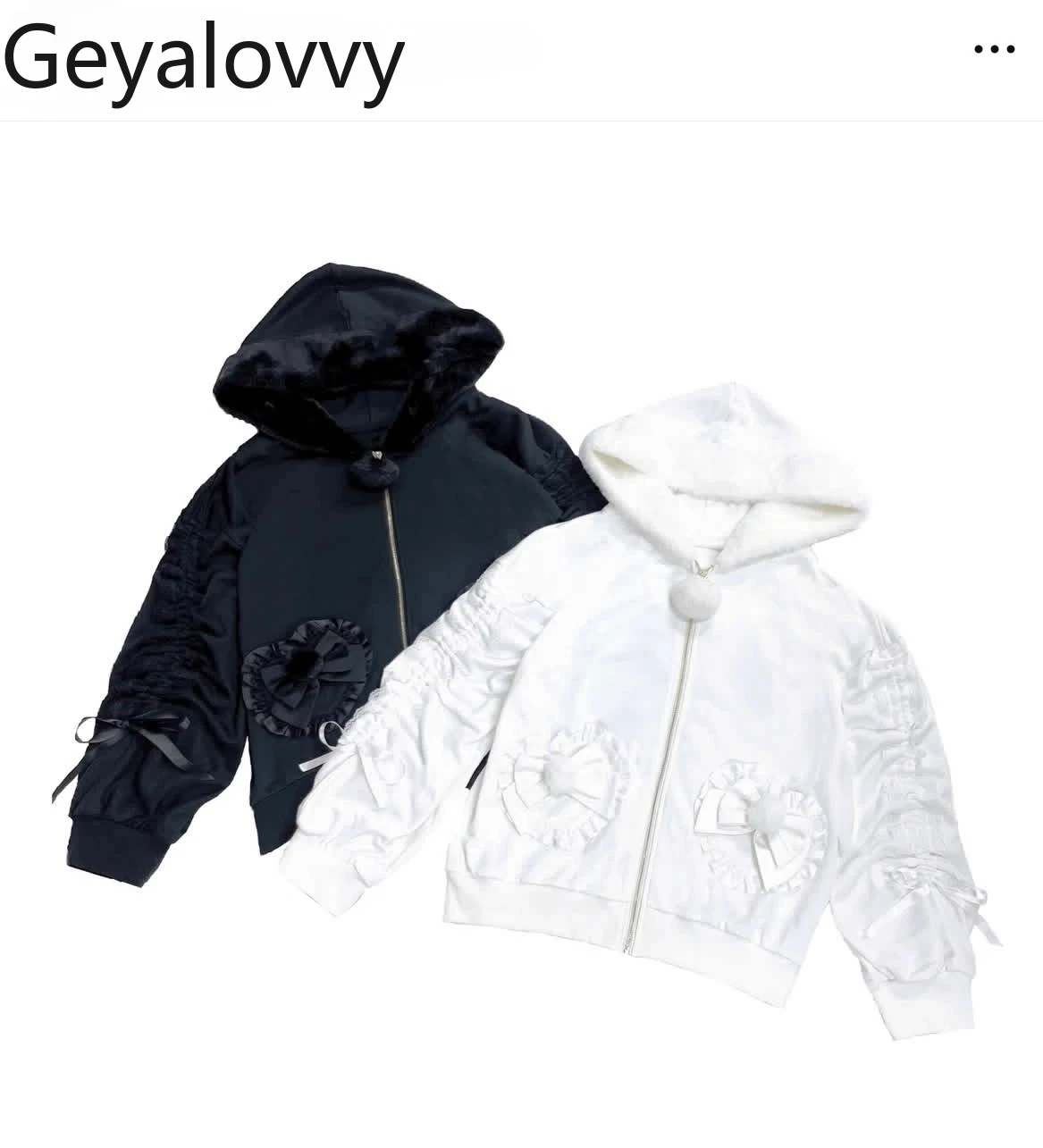 秋の新作 SC ポンポンジッパー無地ジャケット スウィートガールズ 多用途 リボンレース パッチワーク リボンボウ ふわふわフード付きカーディガンコート