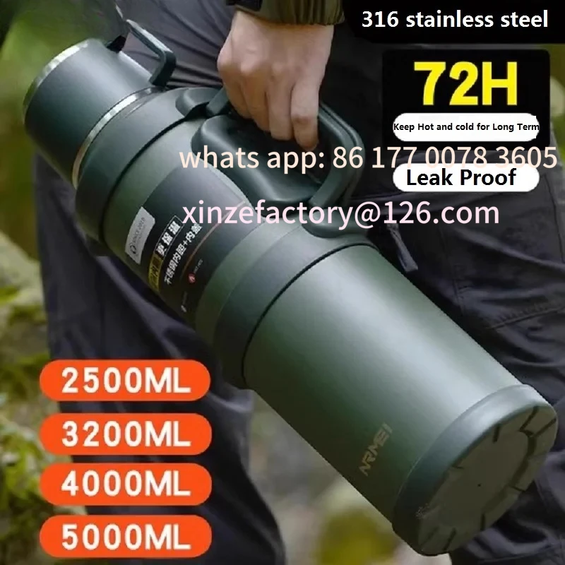 

Customizable Stainless Steel Insulated Water Bottle with Handle Outdoor Portable Large Capacity Thermos Bottle,Keep Hot and Cold