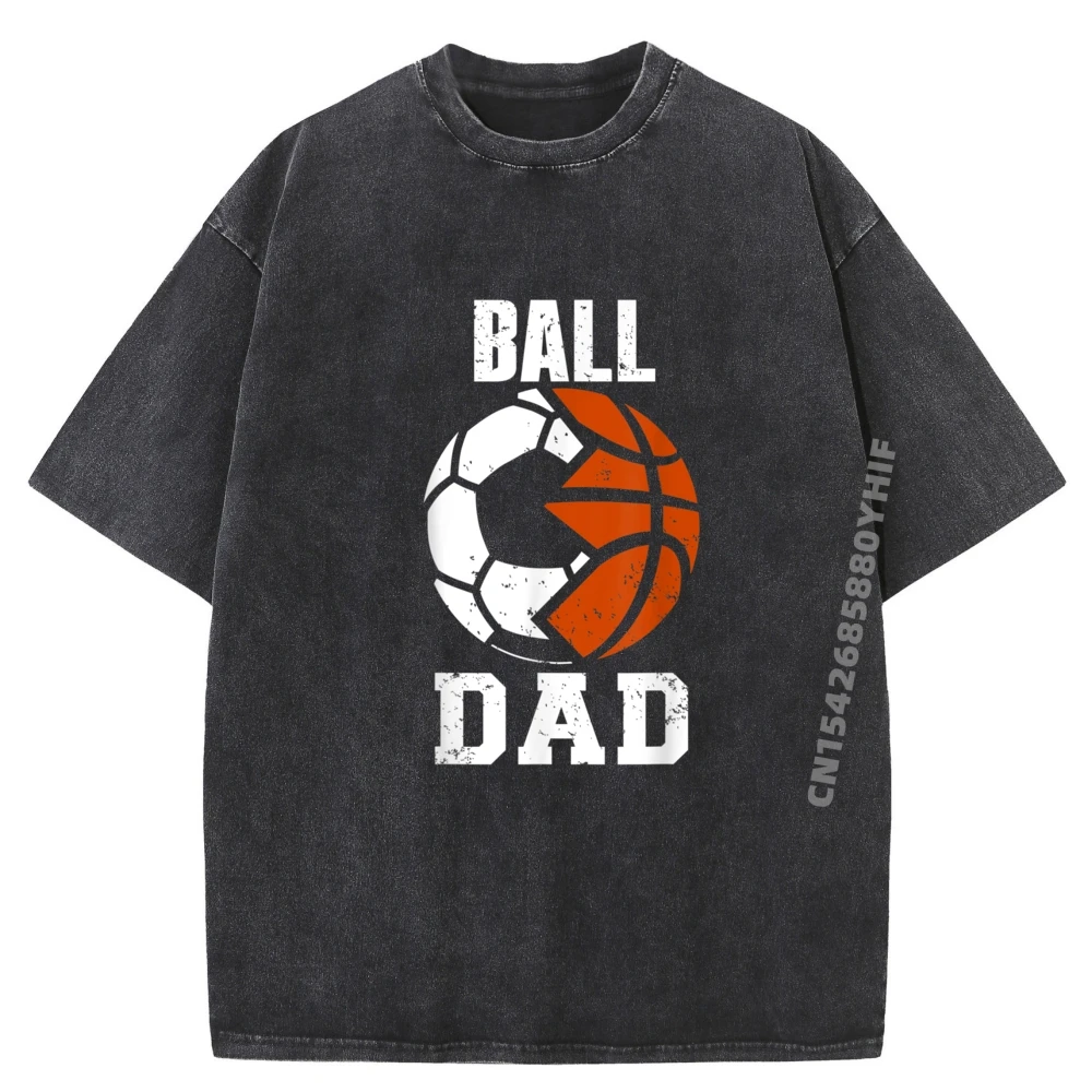 

Mens Ball Dad Soccer Basketball Dad Pink Graphic Tees Man Clothes Classic Washed Shirt Vintage Printed Tops