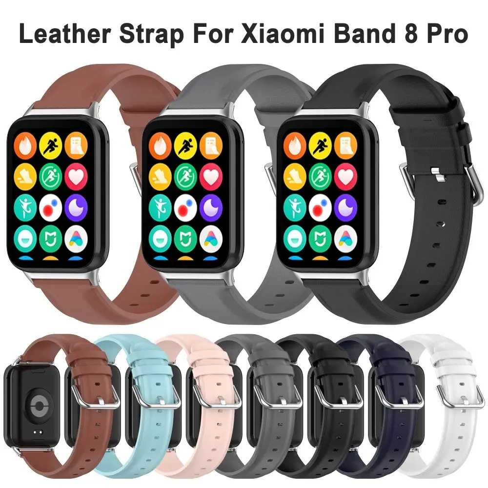 Pulseira de couro para Xiaomi Band 8 Pro, acessórios para pulseira, pulseira fivela, pulseira macia, relógio inteligente