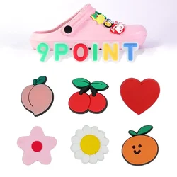 PVC Shoe Charms Cartoon Peach Orange Shoe Accessories Cherry Shoe Decoration Buckles for Croc Sandals X-mas Gifts Jibz