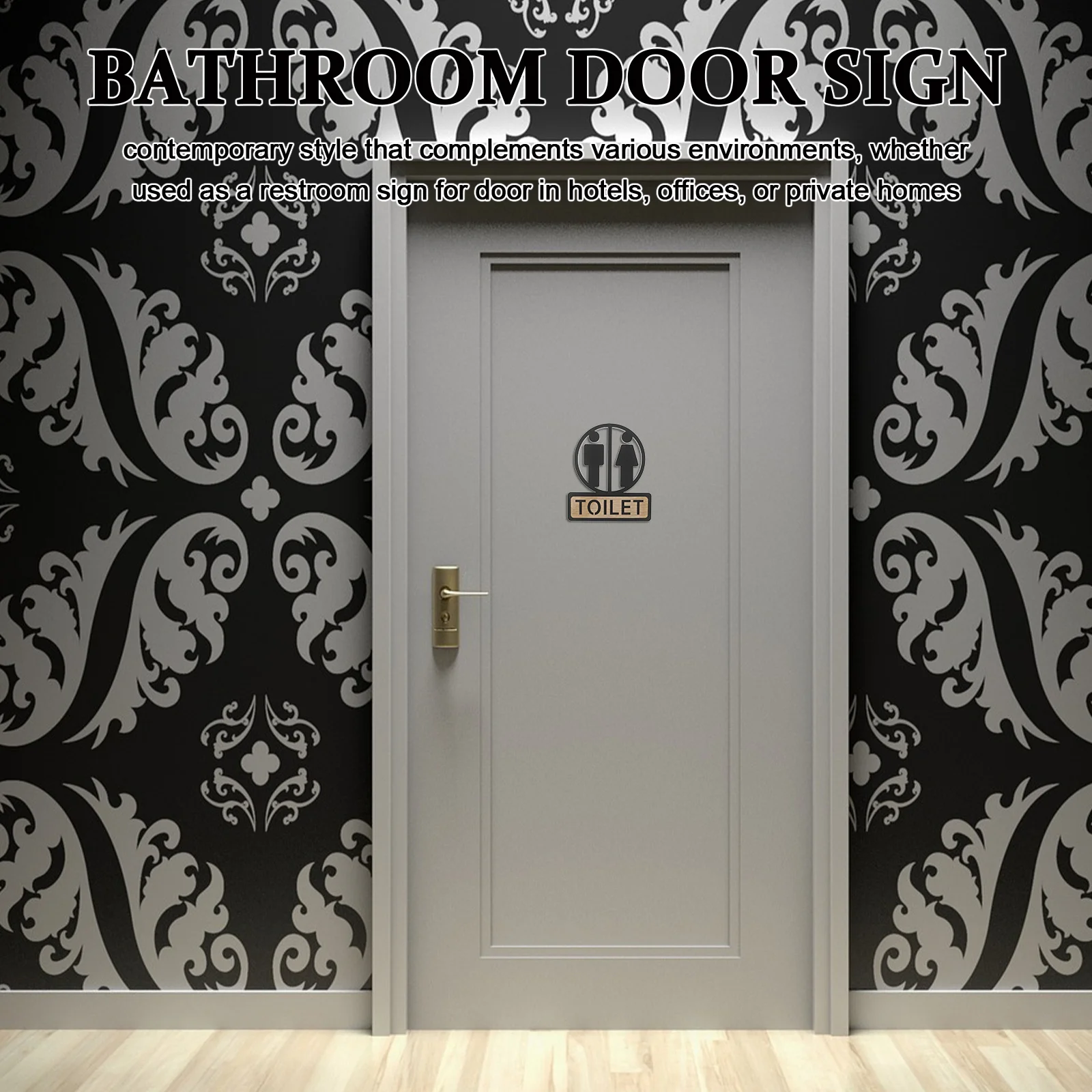 

Bathroom Door Sign Modern Restroom Sign 5.89x5.11x0.08in Acrylic Toilet Plaque for Office Business Hotel Home Washroom