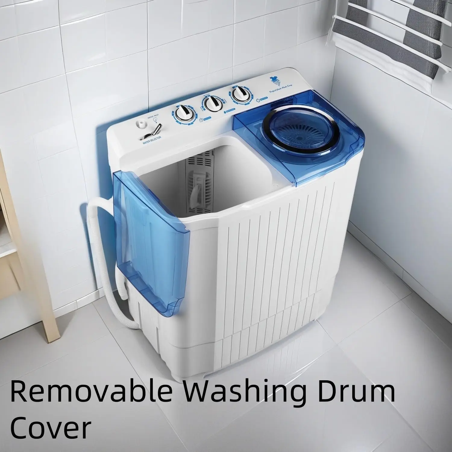 Portable Semi-Automatic Twin Tub Washing Machine - 28Lbs Capacity for Apartments, RVs 18Lbs Washer, 10Lbs Spinner