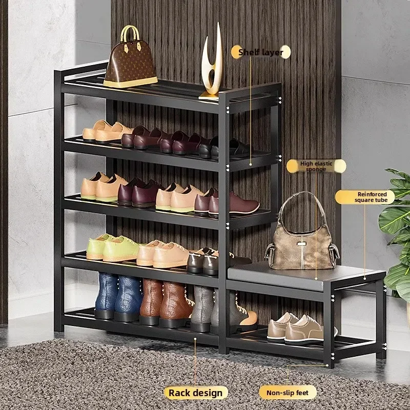 Shoe Rack Home Door Multi-layer Carbon Steel Entry Door Simple Shoe Change Stool Can Sit Outside The Door Corridor Shoe Cabinet