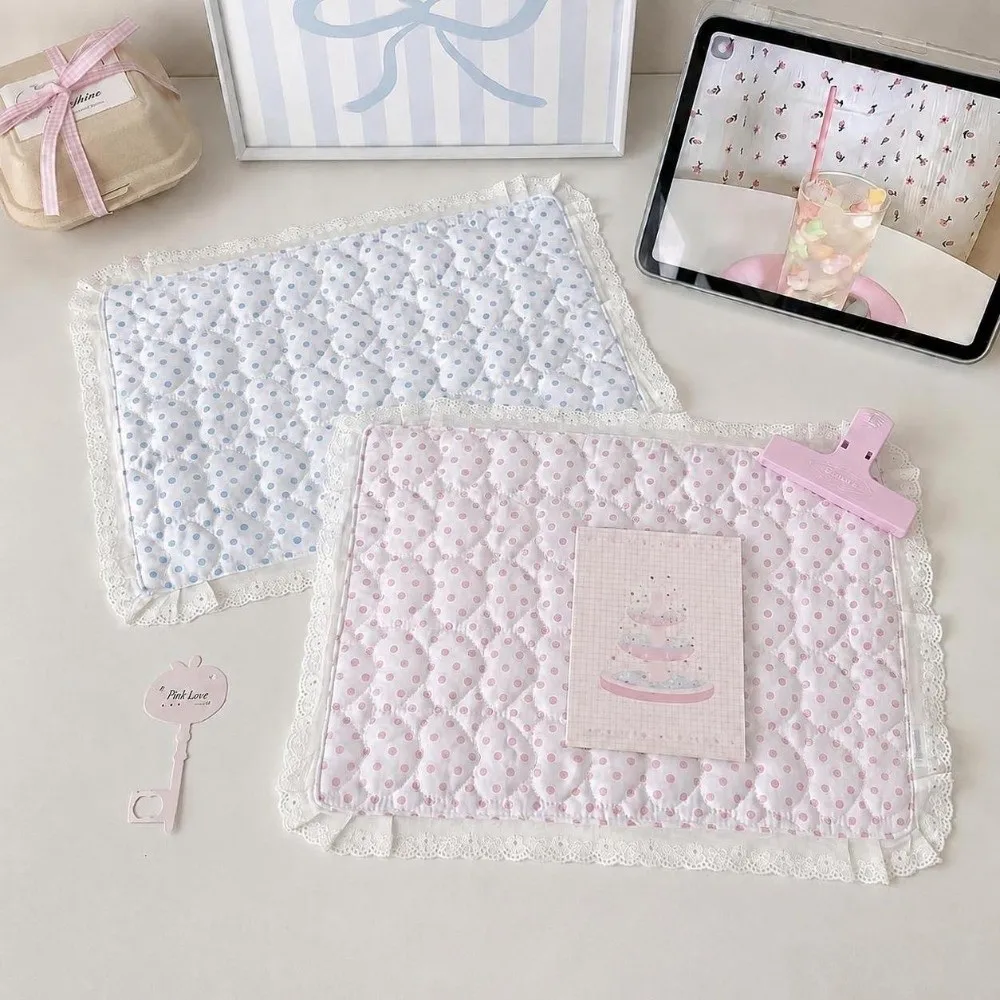 Cute Soft Lace Placemat Flounced Polka Dot Heart Tablecloth Photo Prop Square Decorative Table Mat Table Decor view 4